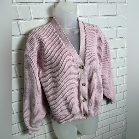 OLD NAVY Pink Button-Up Women's crop Sweater/size XL - Picture 4 of 9